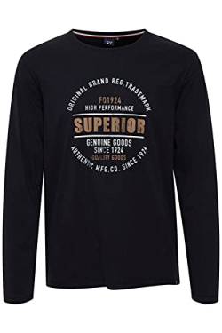 FQ1924 Rikard Herren Longsleeve Langarmshirt Shirt Mit Print aus 100% Baumwolle, Größe:L, Farbe:Black Beauty (193911) von FQ1924