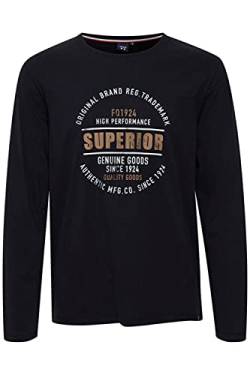 FQ1924 Rikard Herren Longsleeve Langarmshirt Shirt Mit Print aus 100% Baumwolle, Größe:M, Farbe:Black Beauty (193911) von FQ1924