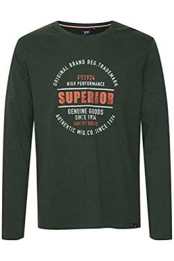 FQ1924 Rikard Herren Longsleeve Langarmshirt Shirt Mit Print aus 100% Baumwolle, Größe:M, Farbe:Deep Forest (196110) von FQ1924