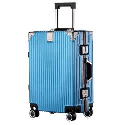 FRADSDBU Trolley-Koffer Gepäck, erweiterbarer Koffer, Trolley-Koffer for Herren und Damen, Boarding-Koffer, Lederkoffer Reisekoffer (Color : Blue, Size : 20) von FRADSDBU