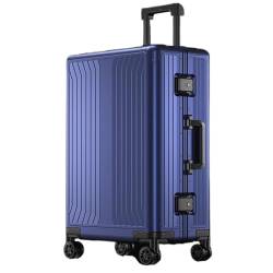 FRADSDBU Trolley-Koffer Koffer Aus Aluminium-Magnesium-Legierung, Boarding-Koffer, Trolley-Koffer Aus Aluminiumlegierung, Business-Koffer Reisekoffer (Color : Blue, Size : 24) von FRADSDBU