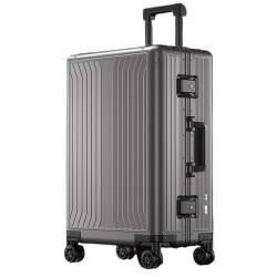 FRADSDBU Trolley-Koffer Koffer Aus Aluminium-Magnesium-Legierung, Boarding-Koffer, Trolley-Koffer Aus Aluminiumlegierung, Business-Koffer Reisekoffer (Color : Gray, Size : 24) von FRADSDBU
