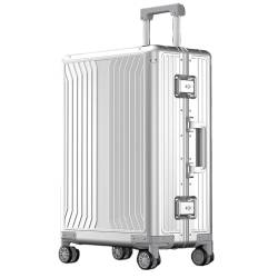 FRADSDBU Trolley-Koffer Koffer Aus Aluminium-Magnesium-Legierung, Boarding-Koffer, Trolley-Koffer Aus Aluminiumlegierung, Business-Koffer Reisekoffer (Color : Silver, Size : 20) von FRADSDBU