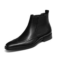 FRASOICUS Herren Chelsea Boots Herren Leder Kleid Stiefel, schwarz, 42.5 EU von FRASOICUS