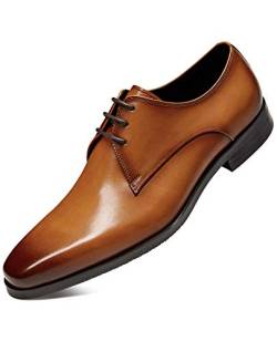 FRASOICUS Herren Kleid Schuhe Echtleder Schnürschuhe Klassische Oxford Büro Schuhe für Männer, Braun (braun), 41.5 EU von FRASOICUS