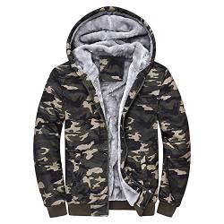 FRAUIT Herren Winterjacke Männer Camouflage Zipper Langarm Jacken Mantel Windbreaker, Windjacke Kapuzenjacke Streetwear Herren/Jungen Warm Parka Kleidung Top Outwear M-5XL von FRAUIT-Herren Top