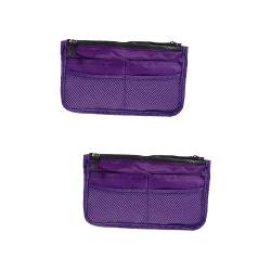 FRCOLOR 2 STK Handtaschenfutter Kleiner Kamerarucksack Beutel-Organizer-Einsatz Handtascheneinsatz Faltbarer Rucksack Für Die Reise Damen Violett Abteil Nylon Badezimmertasche Reisen von FRCOLOR