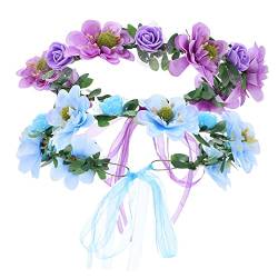 FRCOLOR 2 Stk Blumen Stirnband Blumenkrone Lila Haarreif Floral Russischer Kopfschmuck Blumenkrone Stirnband Blumenkronen Für Mit Blumenkrone Stoff Fräulein Europäisch Und Amerikanisch von FRCOLOR