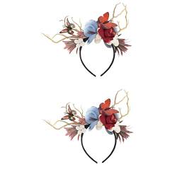 FRCOLOR 2 Stk Cosplay-foto-requisiten Weihnachtsstirnband Haarband Mit Hirschblumen Geweihstirnband Mit Blumen Für Mädchen Weihnachtshaarband Geweih-stirnband Kind Fee Künstliche von FRCOLOR