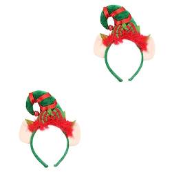 FRCOLOR 2 Stück Mützen Für Kinder Rotes Stirnband Kinderdeko Hut Haardeko Weihnachtshaarbänder Kinderelfenmütze Weihnachtsstirnband Weihnachtskopfschmuck Weihnachtshaarband von FRCOLOR