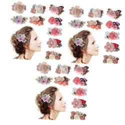 FRCOLOR 27 Stk Haarnadel Rosafarbene Haarspangen Blumenklammern Hinterlässt Haarspangen Krokodilklemmen Hochzeit Blumenclips Haarspangen Rosenclip Stoff Kleinkind Pfingstrose von FRCOLOR