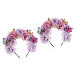 FRCOLOR 2St Stirnband aus künstlichen Blumen Haarschmuck Haarband Schmetterlings-Fascinator Blumenstirnband für frauen Halloween schmücken Zubehör künstliche Urlaub Kopfbedeckung von FRCOLOR