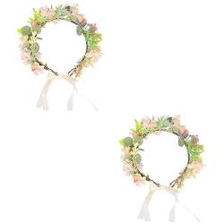 FRCOLOR 2st Brautkranz Blumenstirnband Für Frauen Haarkranz Halo Hochzeit Blumenstirnband Blumenkopfschmuck Für Frauen Blumen Diademe Blumen- Brautjungfer Ranke Blumenmädchen Eisendraht von FRCOLOR