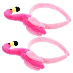 FRCOLOR 2st Flamingo-stirnband Kopfbedeckung Für Damen Flamingo-hut Lustiges Haarband Flamingokostüm Für Damen Flamingo-zubehör Flamingo-haarband Fräulein Der Sommer Hawaii Stoff von FRCOLOR