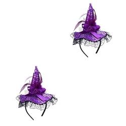 FRCOLOR 2st Halloween-kopfbedeckung Süßer Hexenkopfschmuck Kürbis Teeparty-hüte Halloween-hexenhüte Schwarze Stirnbänder Für Frauen Stirnbänder Aus Spitze Kind Violett Schüttgut Stirnband von FRCOLOR