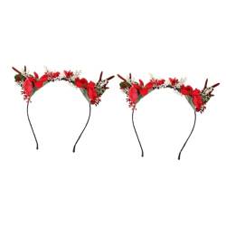 FRCOLOR 2st Weihnachtsstirnband Stirnbänder Für Mädchen Weihnachtshaarband Weihnachtsbeere Urlaub Rentier Stirnband Geweih Haarreif Geweih Kopfbedeckung Weihnachten Schmücken Stoff von FRCOLOR