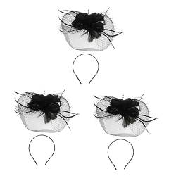 FRCOLOR 3 Stück Stirnband Kopftuch Stirnband Schwarze Outfits Flapper-Kostüm Tea-Party-Fascinator Hüte Fascinator-Stirnband Derby-Hut Halloween-Stil Haarband Halloween-Kostüm von FRCOLOR