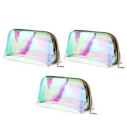 FRCOLOR 3st Kosmetiktasche Holografische Make-up-Taschen Holografische Schönheitstasche Make-up-Organizer-Tasche Handliche Holografische Tasche Makeup Tasche Reisen Bilden Handtasche TPU von FRCOLOR