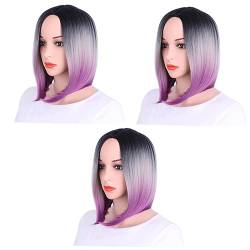 FRCOLOR 3st Perücken Frauen Bob Perücke Bob-haar Mit Farbverlauf Bob-perücke Damen Gradient Kopfbedeckung von FRCOLOR