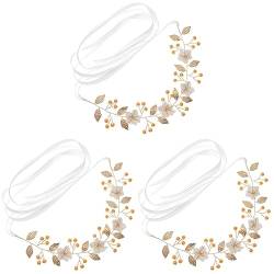 FRCOLOR 3st Stirnband Haarschmuck Für Frauen Hochzeit Blumenstirnbänder Für Frauen Perlenstirnbänder Für Frauen Brauthaarranken Blumenkopfschmuck Stoff Fräulein Blatt Kristall von FRCOLOR