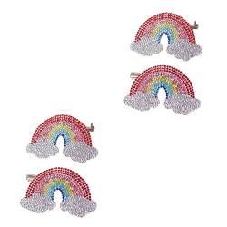 FRCOLOR 4 Stück Regenbogen-haarspange Alligator-haarspangen Für Mädchen Glitzernde Haarspangen Weihnachtshaarspangen Clips Für Haarschmuck Haarspange Aus Ripsband Geschenk Zubehör Kind Bh von FRCOLOR