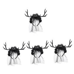 FRCOLOR 4 Stück Stirnband Kopfbedeckungen Cosplay Hörner Kopfschmuck Kopfbedeckungen Für Halloween-kostüme Skelettkopf Haarband Halloween-haarband Gotisch Plastik Fräulein Trompete von FRCOLOR