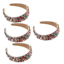 FRCOLOR 4 Stück Strass-Stirnband mit breiter Krempe Bandana-Stirnbänder für Frauen Damen-Stirnband Tiara Haarbänder Strass Stirnband Damen Frau Kopfschmuck Kristall schmücken Diamant Braut von FRCOLOR