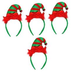 FRCOLOR 4 Stück Weihnachtsbaum Hut Weihnachtsstirnbänder Feiertagsparty-elf-stirnband Elfenohren Cosplay Elfenmützen Für Kinder Elfenmütze Für Damen Elfenhut Hüte Mädchen Haar Hausschuhe von FRCOLOR