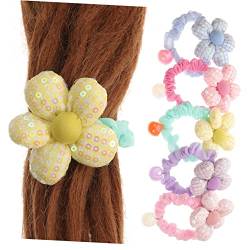 FRCOLOR 5 Stk Blumen-haargummi Aus Stoff Kopfschmuck Für Mädchen Bauernhaargummis Frühlingshaarringe Süße Haarsträhnen Florale Haarschleifen Zopffixierer Für Den Sommer Elastisch Kind von FRCOLOR