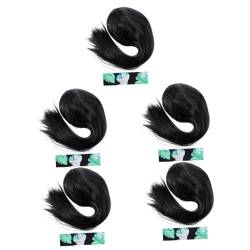 FRCOLOR 5 Stk Haarband Perücke Kopf Cosplay-Perücke Perücken mit befestigten Stirnbändern Haarbänder schwarze Perücke glatte Echthaarperücke lange gerade Perücke falsche Haare natürlich von FRCOLOR