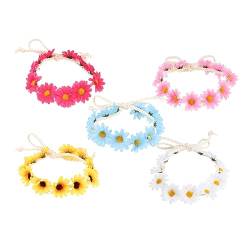 FRCOLOR 5St Boho-Haargummis geflochtenes Stirnband Haarband Haarschmuck Sonnenblumen Haarbänder Tiara Blumenstirnband frauen kopfschmuck Krone Kopfbedeckung die Blumen Fräulein von FRCOLOR