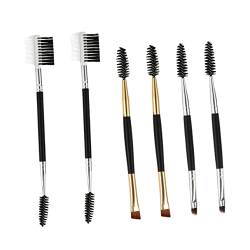 FRCOLOR 6-Teiliges Set doppelseitige Augenbrauenbürste wimpernbürste schminkpinsel brow powder wimpernkamm curler -Make-up-Pinsel Make-up Pinsel Lockenwickler Kunstfaser von FRCOLOR