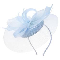 FRCOLOR Bankett-Hochzeits-Braut-Fascinator-Hut Hochzeits-Topper Europäische Und Amerikanische Vintage-Braut-Kopfbedeckungen Für Die Hochzeit Hellblauer Hut Charmante Trendige Hüte von FRCOLOR