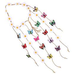 FRCOLOR Gänseblümchen-schmetterlings-stirnband Damen-stirnband Haarband Haarschmuck Für Strandpartys Schmetterling Kopfschmuck Sommer Accessoires Weiß Fräulein Haarteil Hippie Stoff von FRCOLOR