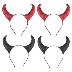 FRCOLOR Halloween Teufel Stirnband Set Hallowen Rot Horn Haarreif Dämon Cosplay Stirnband Party Kostüm Haarschmuck Stirnband von FRCOLOR