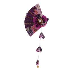 FRCOLOR Kimono-Haar kinder haarschmuck fächerförmige Stoffspange Haarnadeln japanische Haarnadel Tiara Haarnadel-Blumendekor Frau Haarnadel Bademantel Kopfbedeckung schmücken Violett von FRCOLOR