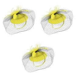 FRCOLOR Kopfbedeckung 3 Stück Netz-Stirnband Damen-Kleiderhüte Schwarze Haargummis Für Haare Hut Für Damen Fascinator Für Damen Blumen-Stirnband Haar-Fascinator Für Damen Damen-Fascinator von FRCOLOR