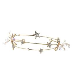 FRCOLOR Kristall-strass-stirnband Königin Prinzessin Bandana Stirnband Goldenes Stirnband Party-haare Frauen Haarreifen Stern Haarband Hochzeit Braut Schal von FRCOLOR