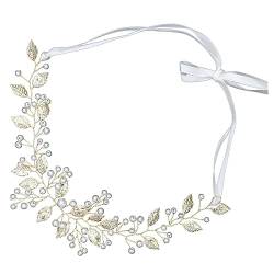 FRCOLOR Perlen Blatt Haarband Goldene Stirnbänder Für Frauen Blumenmädchen-kopfbedeckungen Für Die Hochzeit Kopfschmuck Für Frauen Legierung Perlengarn Braut Europäisch Und Amerikanisch von FRCOLOR