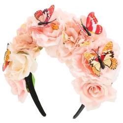 FRCOLOR Stirnband aus künstlichen Blumen böhmische schmetterlingsblumenkrone Schmetterlingsstirnbänder Haarschmuck Haarband Blumenstirnband für frauen Schmetterlings-Fascinator Halloween von FRCOLOR