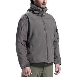 FREE SOLDIER Softshelljacke Herren Wasserdicht Winterjacke Winddicht Warme Funktionsjacke übergangsjacke Outdoorjacke für Wandern Fahrrad Camping (Grau 2XL) von FREE SOLDIER