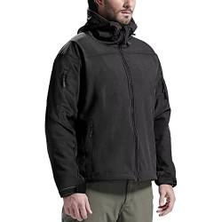 FREE SOLDIER Softshelljacke Herren Wasserdicht Winterjacke Winddicht Warme Funktionsjacke übergangsjacke Outdoorjacke für Wandern Fahrrad Camping (Schwarz S) von FREE SOLDIER