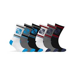 Socken Herren Stretch, Sportsocken Herren, Bewegungsfreiheit (6er Pack), Schwarz/Weiß/Grau/Blau, 43/46 von FREEGUN