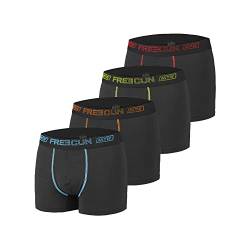 Unterhosen Männer Aktiv, Boxershorts Herren, Leicht (4er Pack), Schwarz, L von FREEGUN