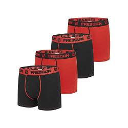 Unterhosen Männer Luftiges Netzgewebe, Boxershorts Herren, Ultraweich (4er Pack), Schwarz Rot, S von FREEGUN