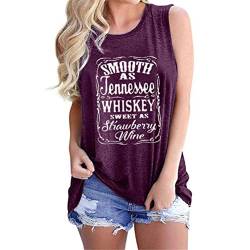 Damen Smooth As Tennessee Whiskey Sweet As Strawberry Wine Letter Print Rundhals Sleeveless Tee Shirt Tank Tops für Frauen, violett, XXL von FREEPPCC