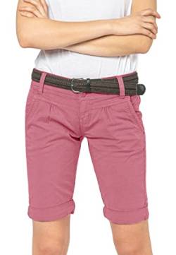 FRESH MADE Damen Bermuda-Shorts im Chino Style mit Gürtel Dark-Rose L von FRESH MADE