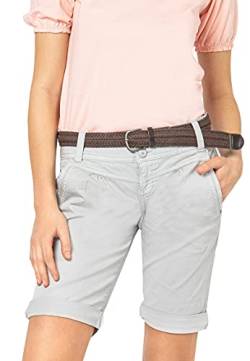 FRESH MADE Damen Bermuda-Shorts im Chino Style mit Gürtel Light-Grey L von FRESH MADE