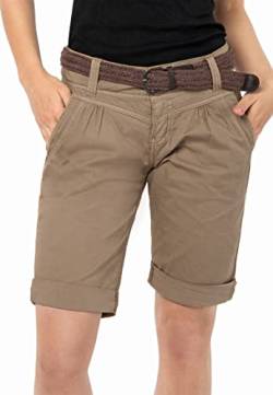 FRESH MADE Damen Bermuda-Shorts im Chino Style mit Gürtel Middle-Brown S von FRESH MADE