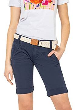 FRESH MADE Damen Bermuda-Shorts in Pastellfarben mit Gürtel Dark-Blue M von FRESH MADE